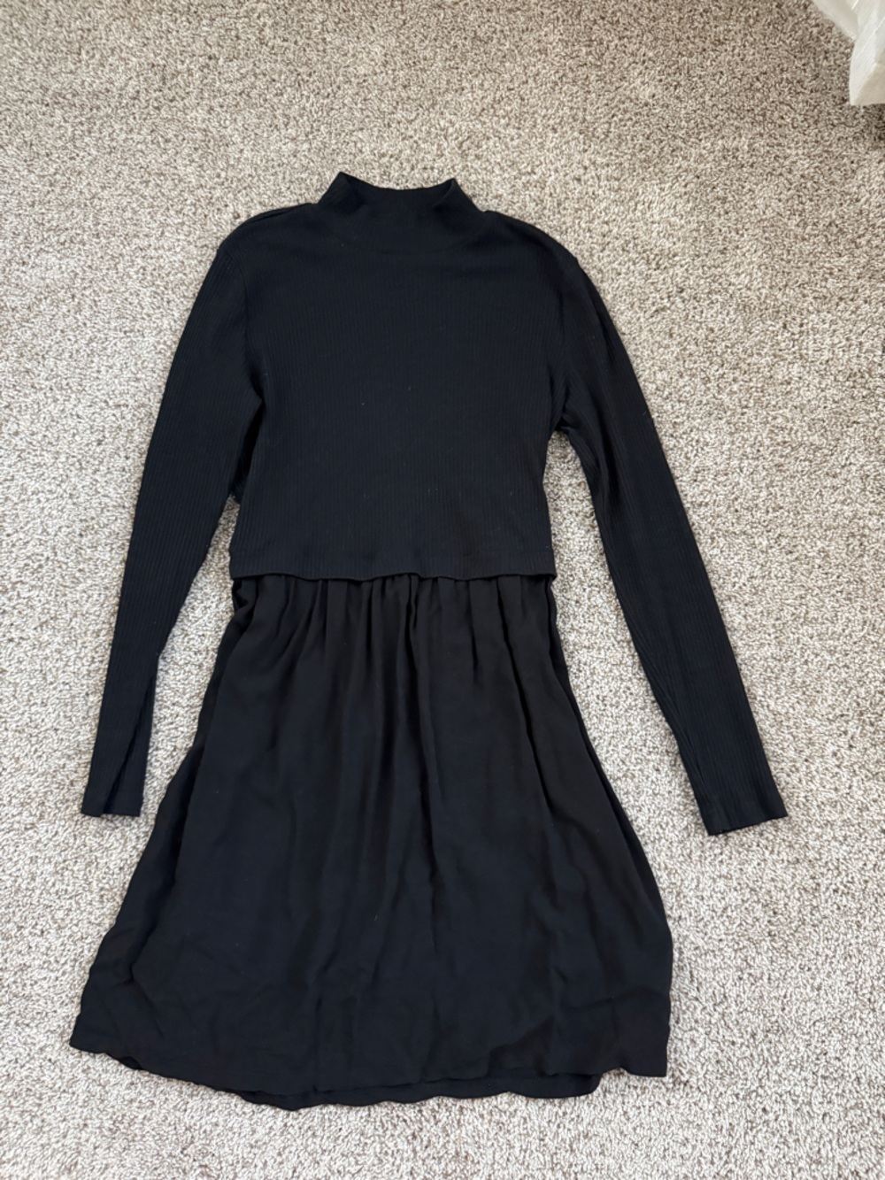 Maurice’s Black Long-Sleeve Ribbed Waist Dress